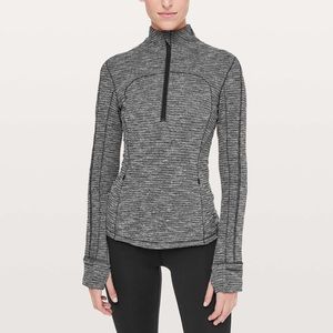 Lululemon Run Briskly 1/2 Zip Coco Pique Black White